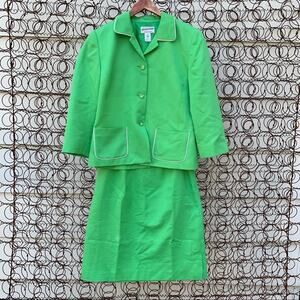 Pendleton skirt blazer set green silk blend size 6